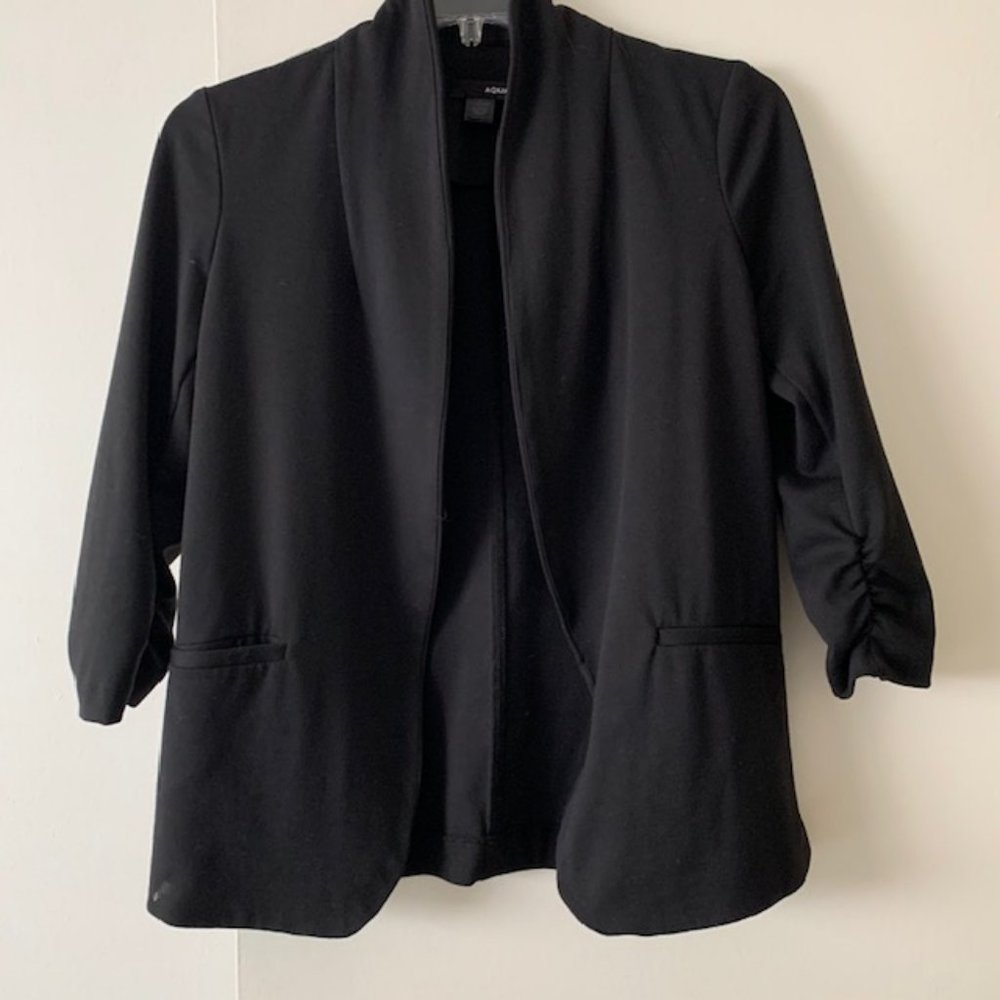 Aqua Ruched Sleeve Open Blazer (M) - image 3
